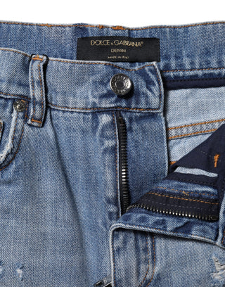 Blue Logo Plaque Denim Baumwolle Hot Pants Shorts