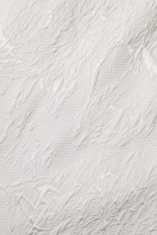 White Floral Brocade A-line High Waist Skirt