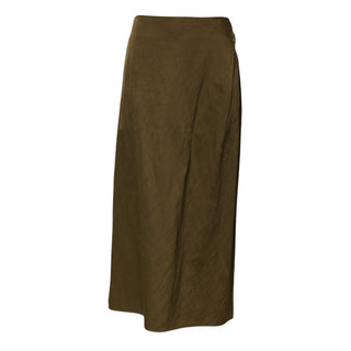 Olivgrüner Viskose A-Linien Midirock mit hoher Taille