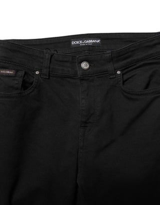 Schwarze Skinny Jeans aus Baumwolle mit Logo und mittelhohem Bund
