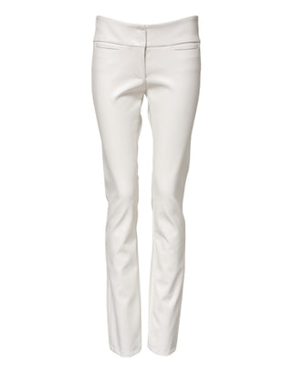 Weiße Polyurethan High-Waist Tapered Hose