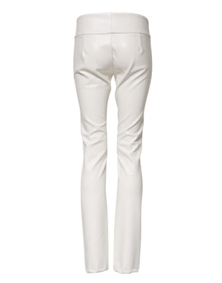 Weiße Polyurethan High-Waist Tapered Hose