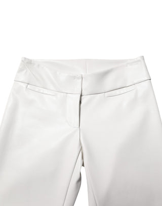 Weiße Polyurethan High-Waist Tapered Hose