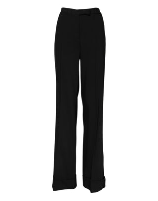 Pantalones acampanados de lana negra de cintura alta