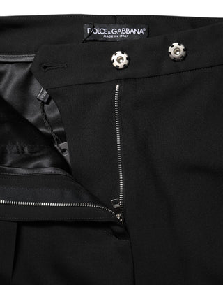 Pantalones acampanados de lana negra de cintura alta