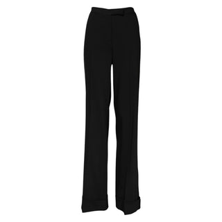 Pantalones acampanados de lana negra de cintura alta