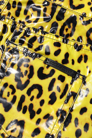 Pantalones ajustados de cintura alta con estampado de leopardo amarillo