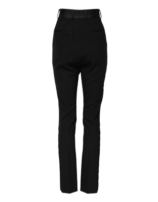 Black Wool High Waist Skinny Pants