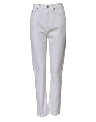 Weiße High-Waist Jeans aus Baumwolle