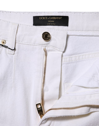 Weiße High-Waist Jeans aus Baumwolle