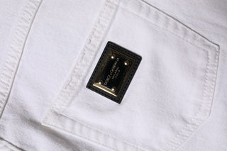 Weiße High-Waist Jeans aus Baumwolle