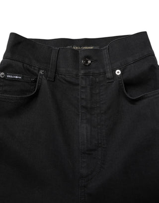 Schwarze High Waist Skinny Jeans aus Baumwolle