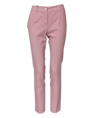 Rosa Hose aus Wolle mit hohem Bund und schmal zulaufendem Bein