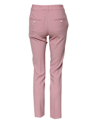 Rosa Hose aus Wolle mit hohem Bund und schmal zulaufendem Bein