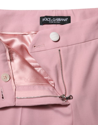 Rosa Hose aus Wolle mit hohem Bund und schmal zulaufendem Bein