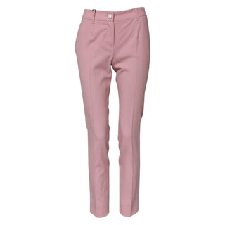 Rosa Hose aus Wolle mit hohem Bund und schmal zulaufendem Bein
