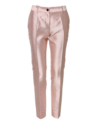 Rosa Satinhose mit hohem Bund und konischem Bein
