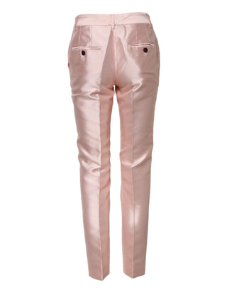 Rosa Satinhose mit hohem Bund und konischem Bein