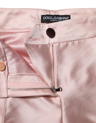 Rosa Satinhose mit hohem Bund und konischem Bein