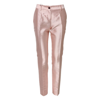 Rosa Satinhose mit hohem Bund und konischem Bein