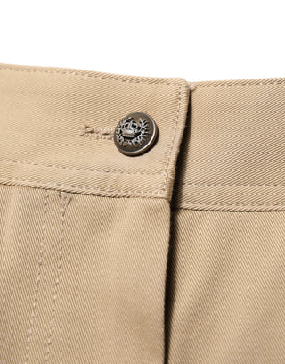 Beige Cargo-Hose mit mittlerer Leibhöhe und schmal zulaufendem Bein