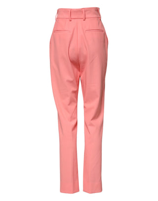 Pinke High-Waist Tapered-Stoffhose