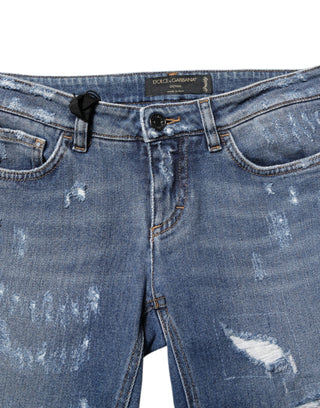 Blaue PRETTY Zerrissene Skinny Jeans