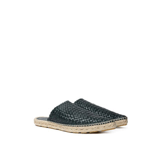 Grüne Leder-Espadrilles