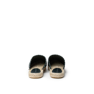 Grüne Leder-Espadrilles