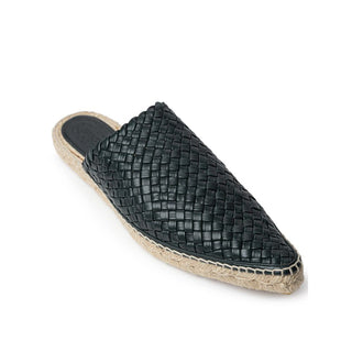 Grüne Leder-Espadrilles