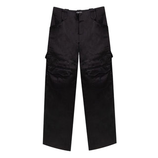 Schwarze Viskose-Cargohose