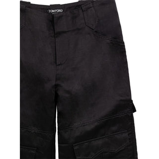 Schwarze Viskose-Cargohose