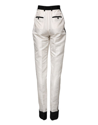 Pantalones blancos de vestir de talle alto y corte recto