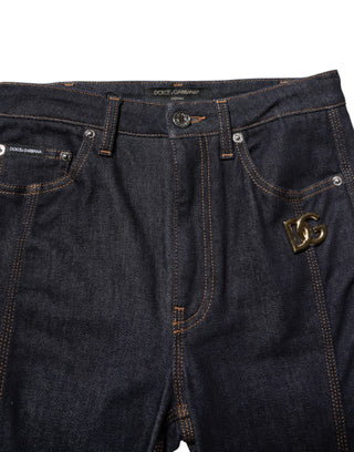 Schwarze Bootcut-Jeans aus Baumwolle mit mittlerer Bundhöhe