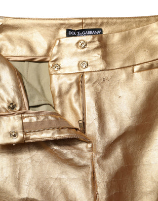 Metallic-goldfarbene High-Waist Skinny-Hose