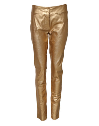 Metallic-goldfarbene High-Waist Skinny-Hose