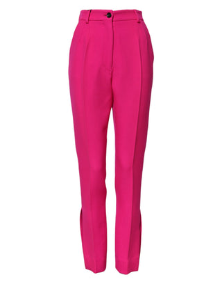 Fuchsiafarbene High-Waist Tapered Hose