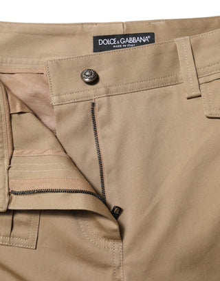 Beige Cargo-Hose mit mittlerer Leibhöhe und schmal zulaufendem Bein