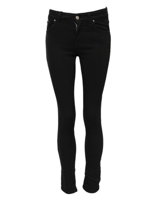 Schwarze figurbetonte Jeans aus Baumwolle mit mittelhohem Bund