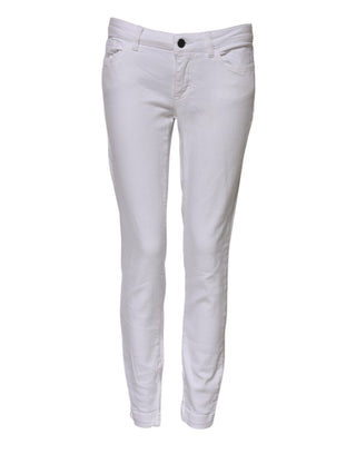 Weiße Low-Waist Skinny-Jeans aus Baumwolle