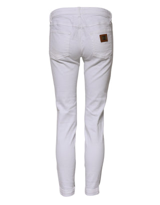 Weiße Low-Waist Skinny-Jeans aus Baumwolle