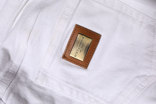 Weiße Low-Waist Skinny-Jeans aus Baumwolle