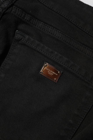 Schwarze Skinny Jeans aus Baumwolle mit Logo und mittelhohem Bund