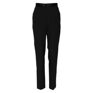 Schwarze Hose aus Wolle mit hohem Bund und schmal zulaufendem Bein