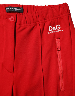 Rote, figurbetonte Hose mit mittelhohem Bund