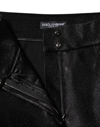 Black Cotton Stretch Lurex Thread Skinny Pants