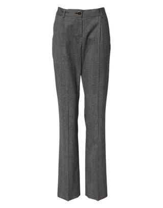 Grau karierte High-Waist Schlaghose