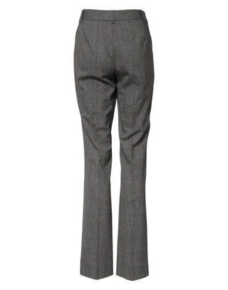 Grau karierte High-Waist Schlaghose