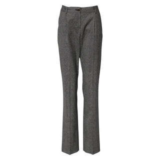 Grau karierte High-Waist Schlaghose