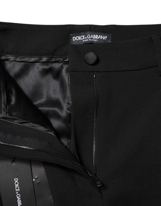 Schwarze High-Waist-Hose aus Wolle